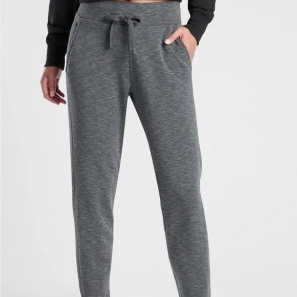 Athleta Pants - ATHLETA Post Om Jogger High Waisted Grey Pockets Drawstring Waist Size Large